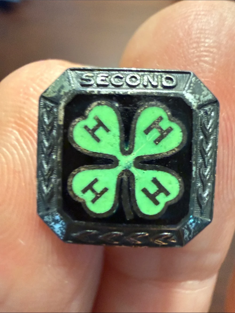 Vintage 50’s 4-H Club Pins — Green Clover Motif; Dress Revue